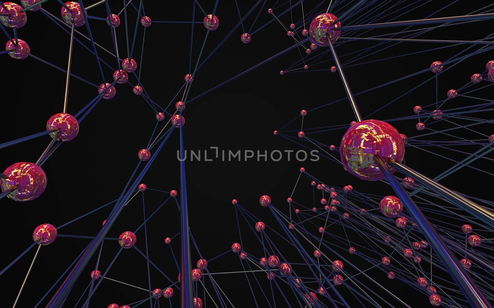 Abstract polygonal space low poly dark background with connecting dots and lines. Connection structure.