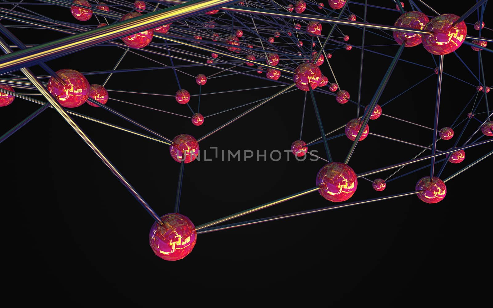 Abstract polygonal space low poly dark background with connecting dots and lines. Connection structure.