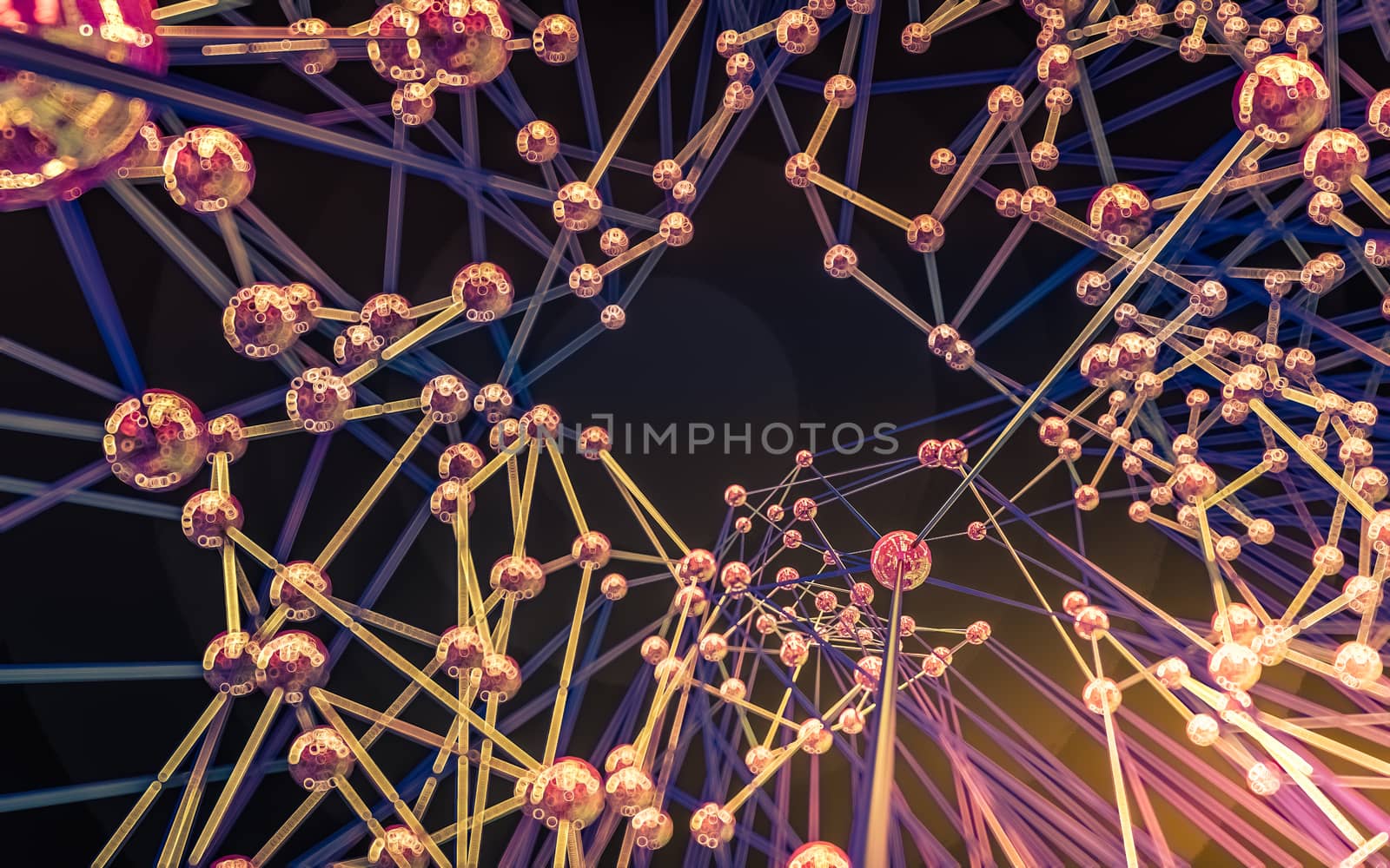 Abstract polygonal space low poly dark background with connecting dots and lines. Connection structure.