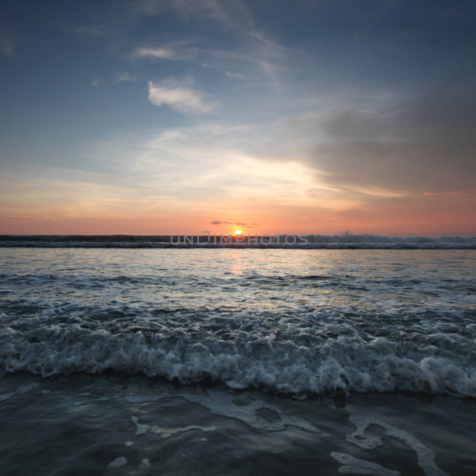 Radiant sea beach sunset on Bali