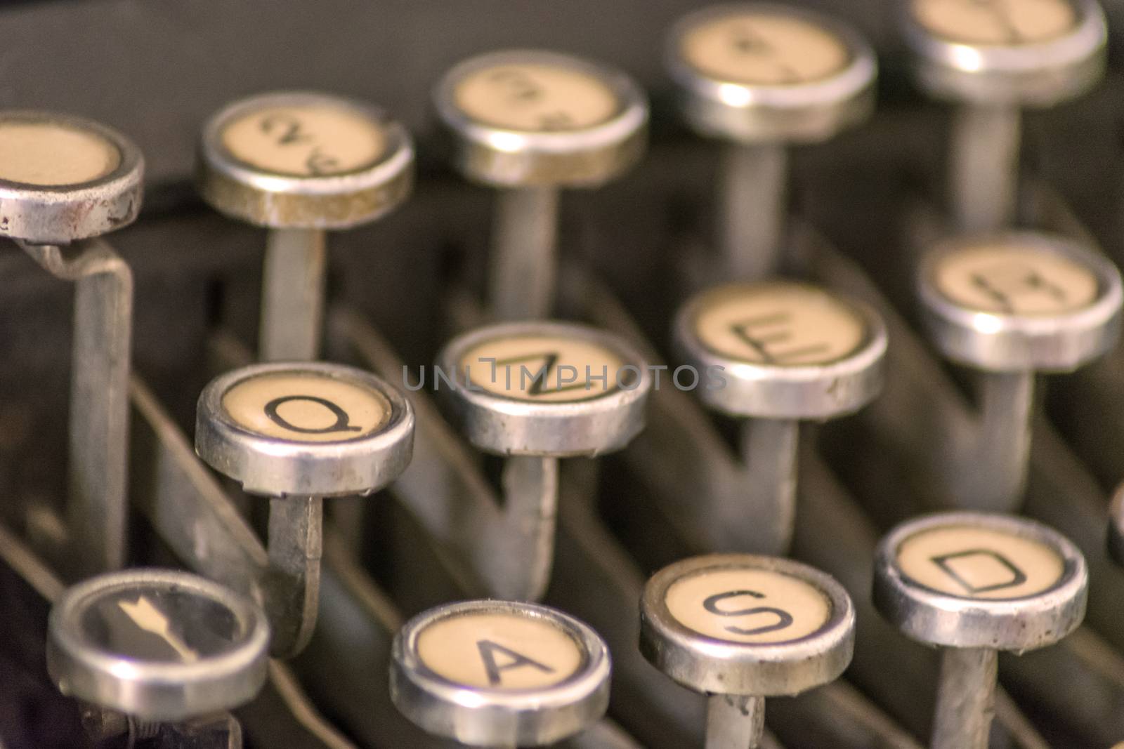 close up of an old typewriter keys