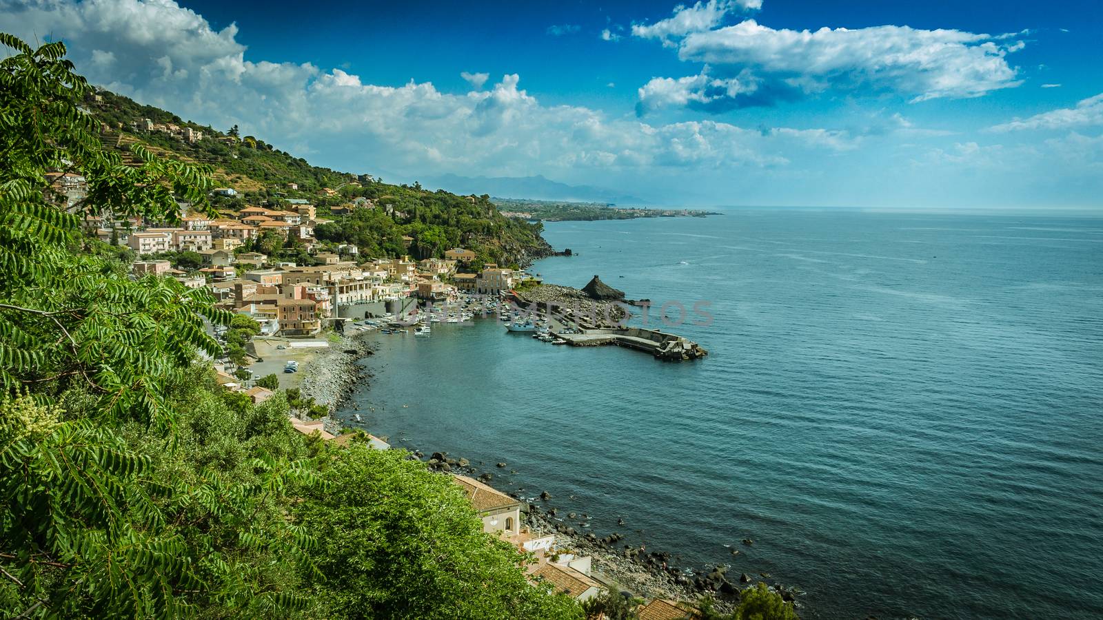 Sea port and houses in Sicily. by alanstix64