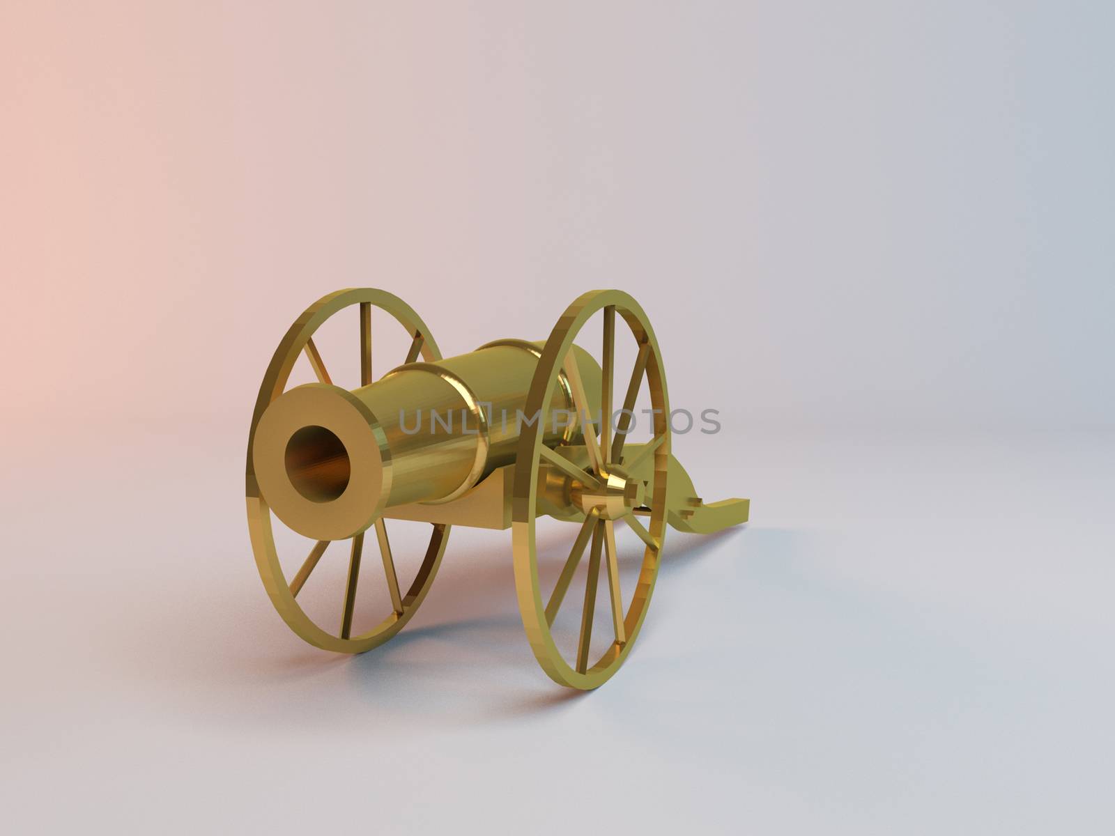 3d golden metal canon antique by fares139