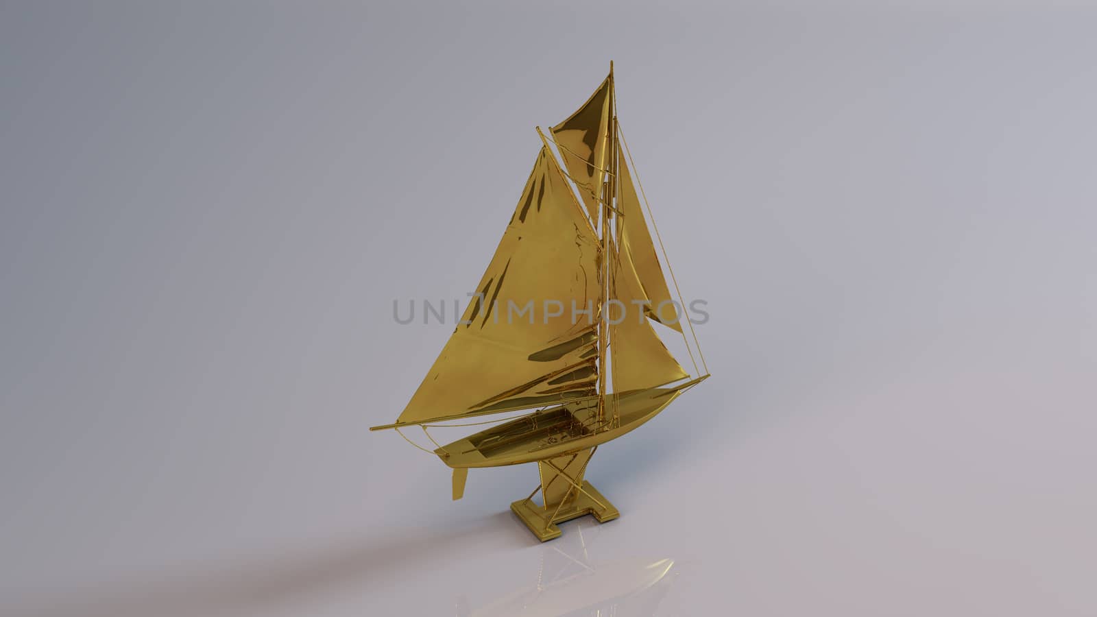 Golden 3D object (sailboat) by fares139