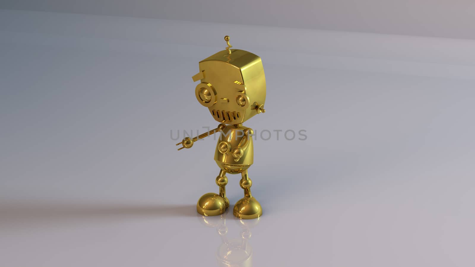 Golden 3D object (Robot) by fares139