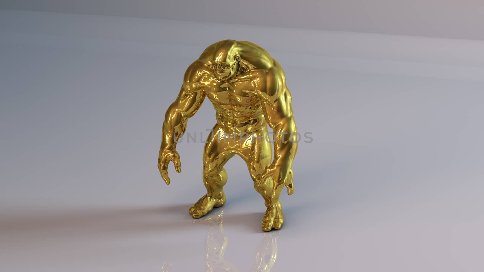 Golden 3D object (Muscle man) by fares139