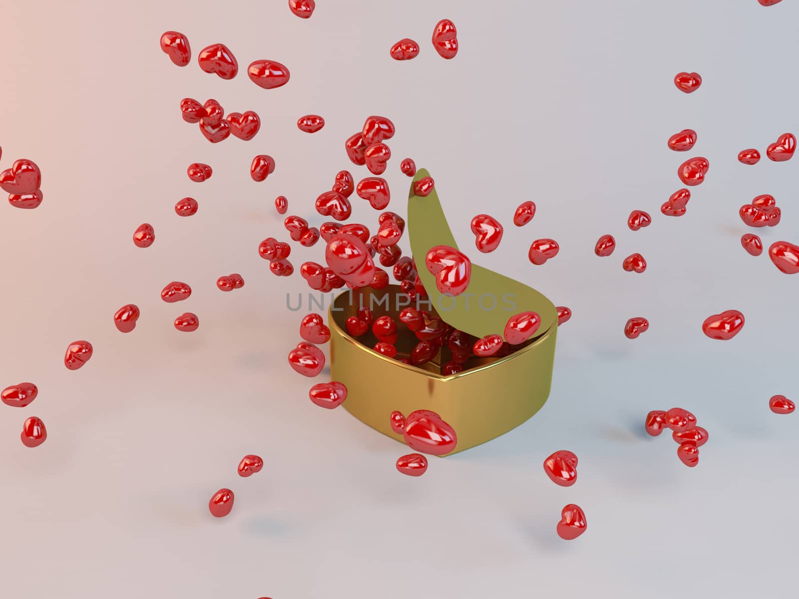 3d present golden box and hearts particles by fares139