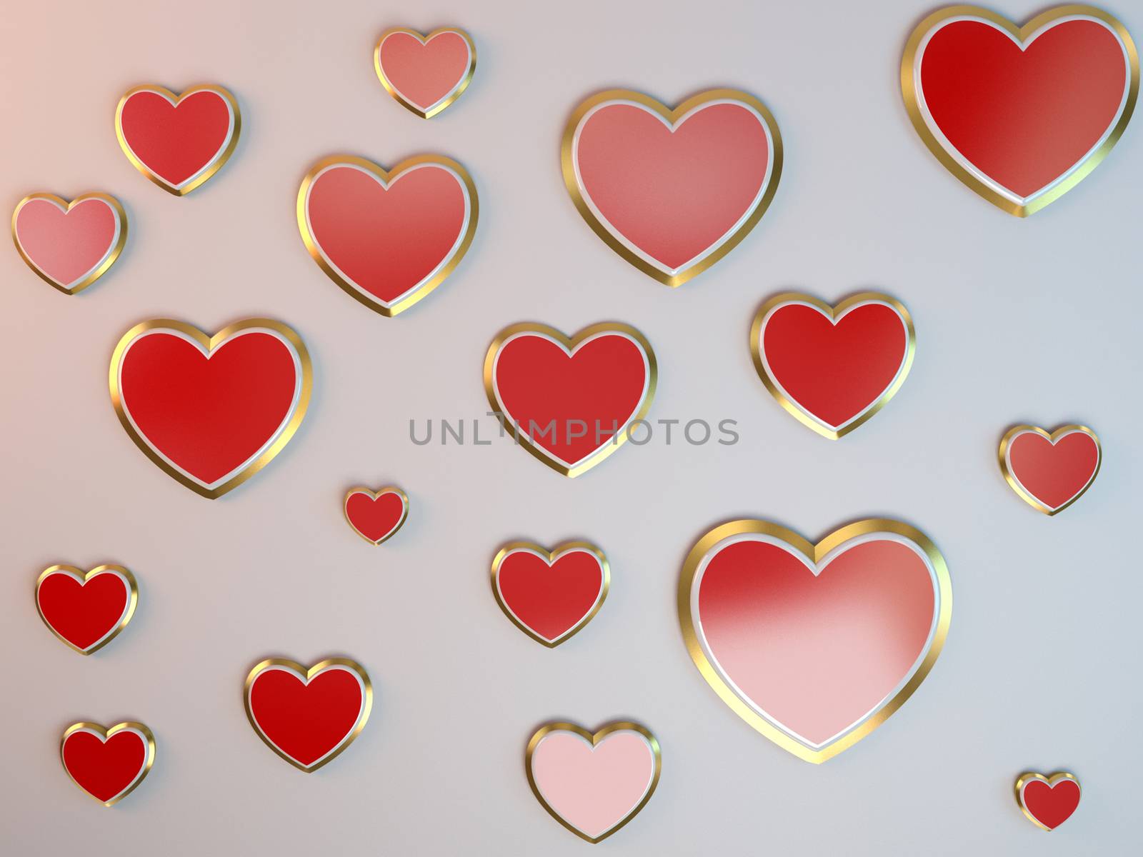 3d stylized red hearts by fares139