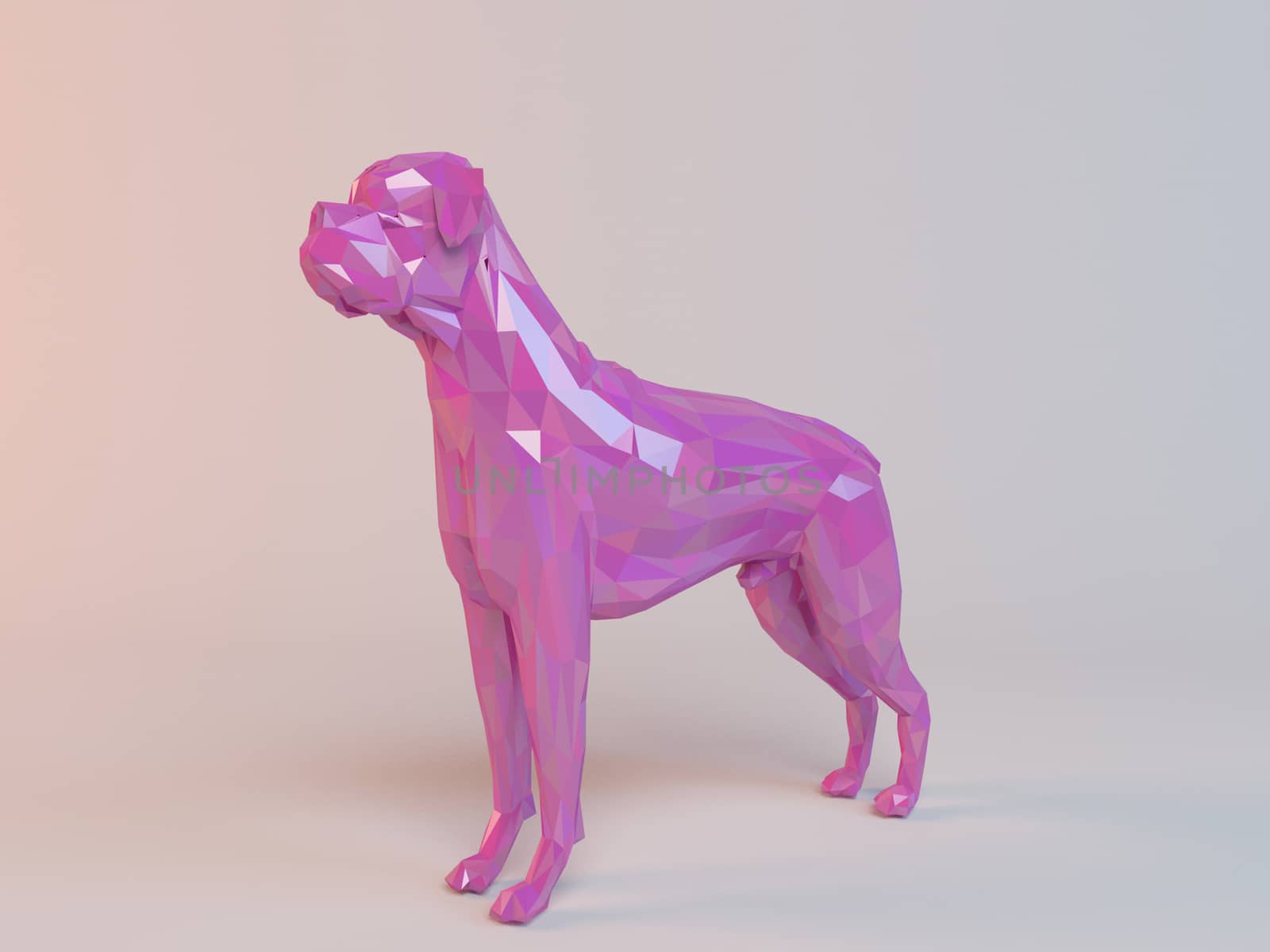 3D pink low poly (dog) by fares139