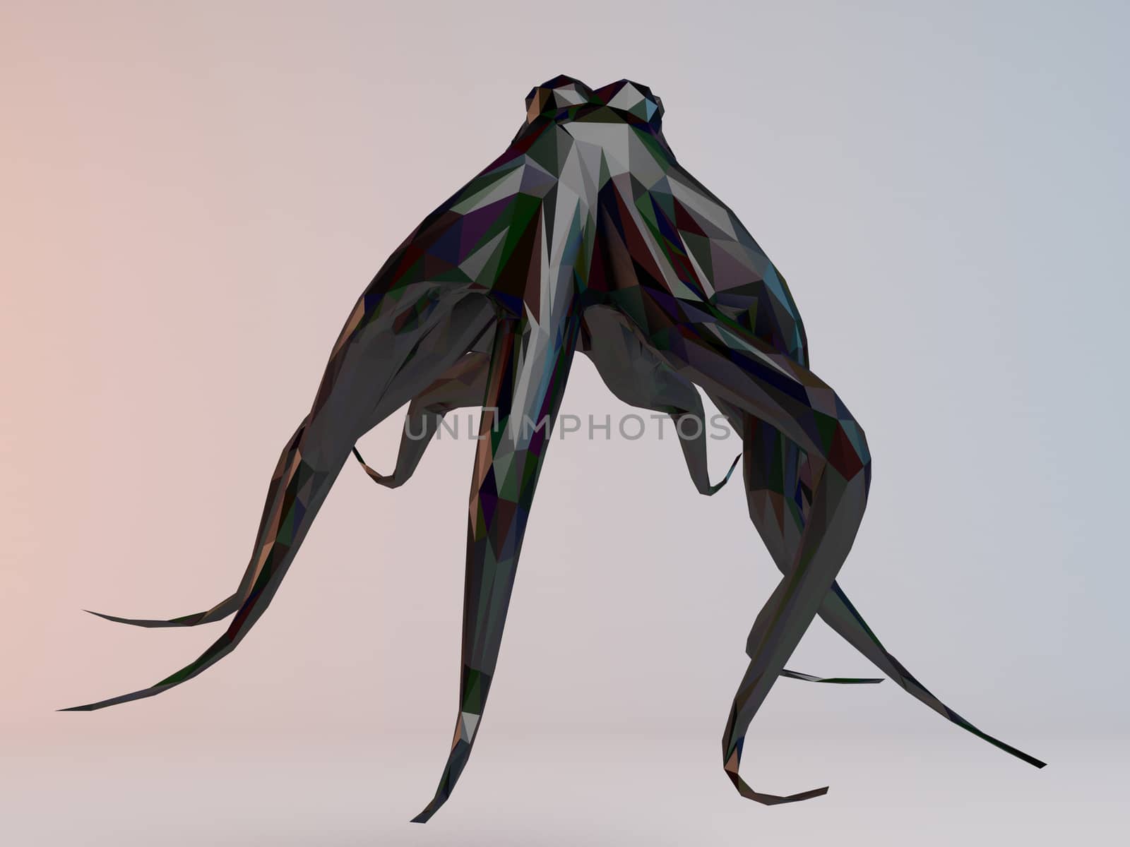 3D black low poly (octopus) by fares139
