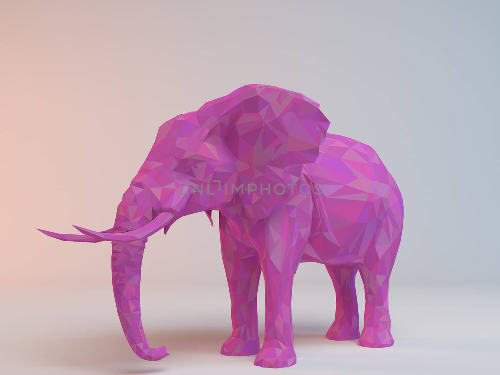 3D pink low poly (Elephant) by fares139