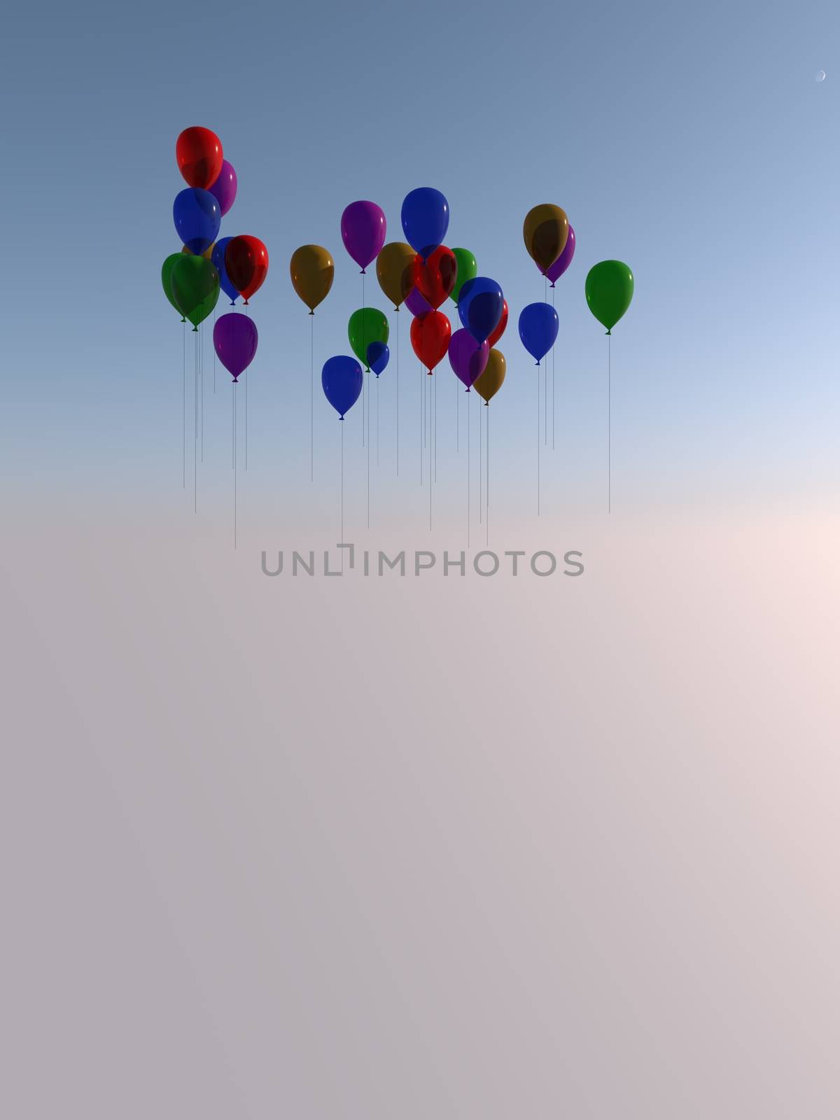 Several flying colored balloons by fares139