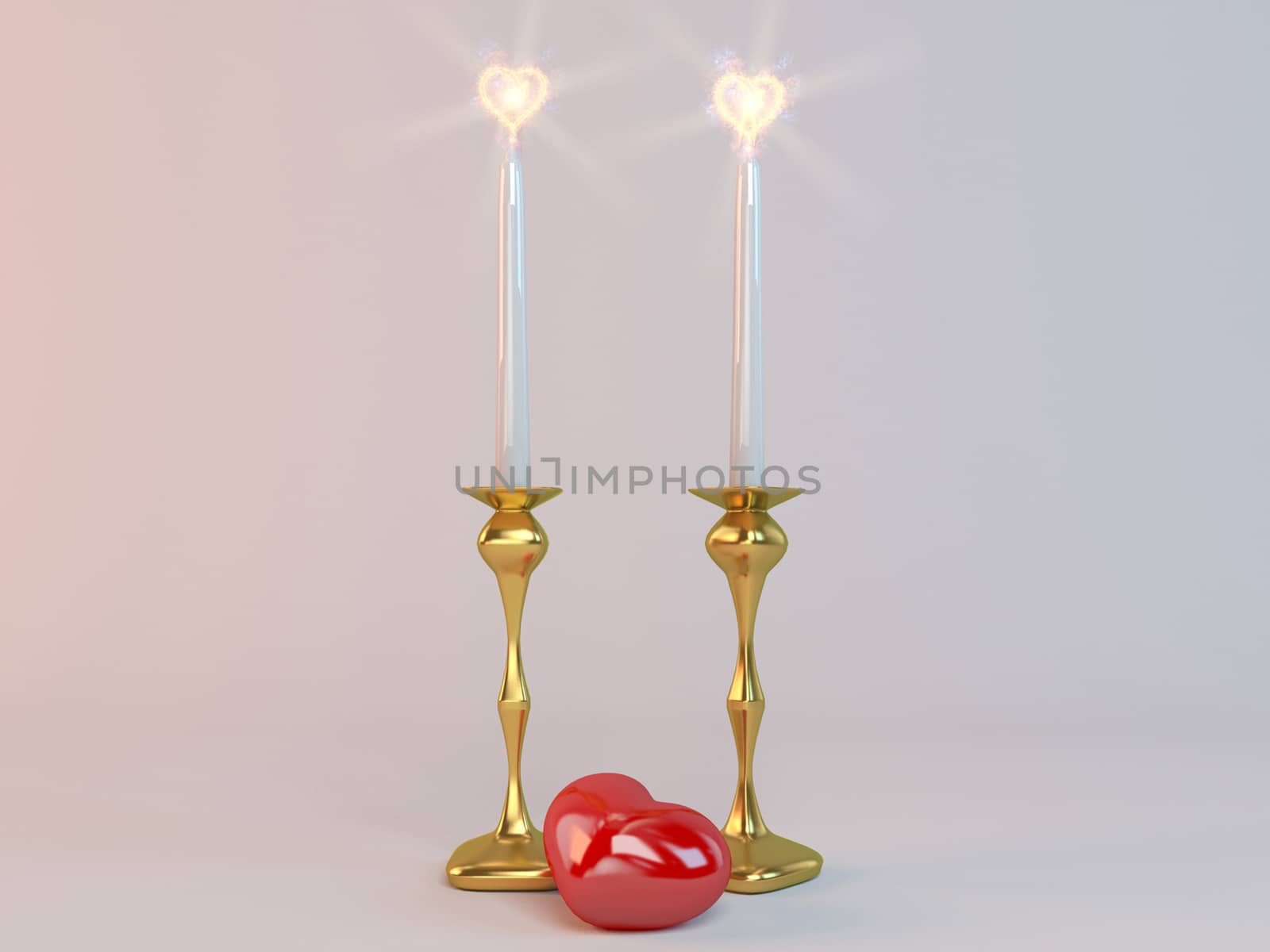 Candles and hearts for lovers and valentine day