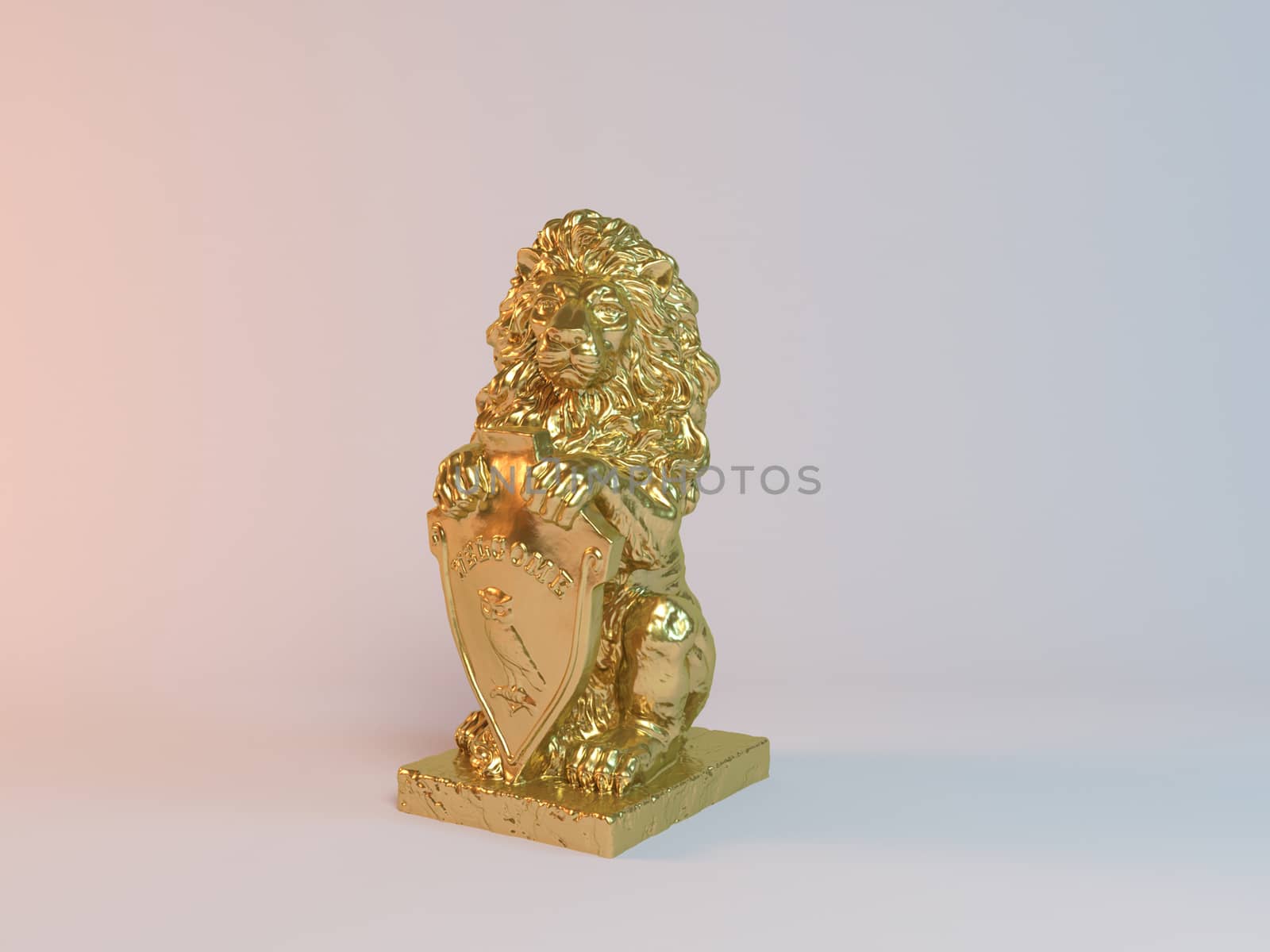 Golden statue of a lion 3D  by fares139