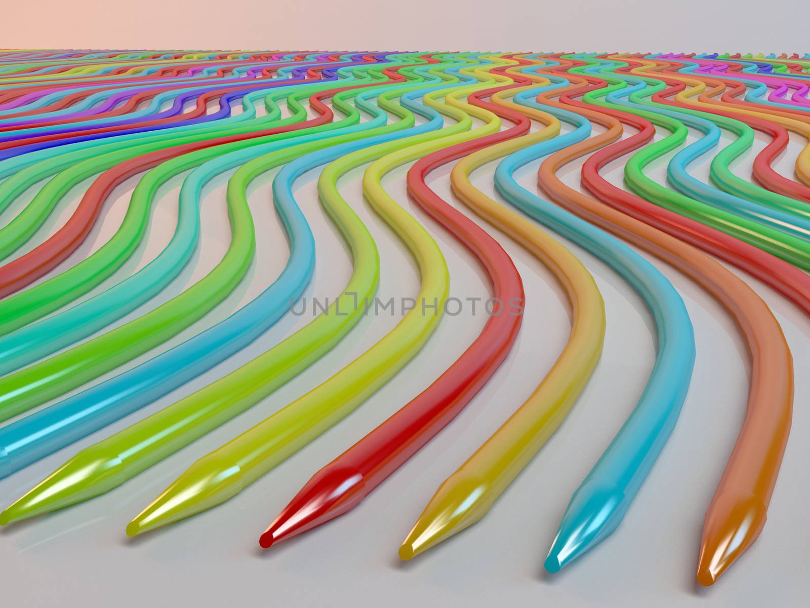 Abstract background line of color crayon pencil as rainbow illustration
