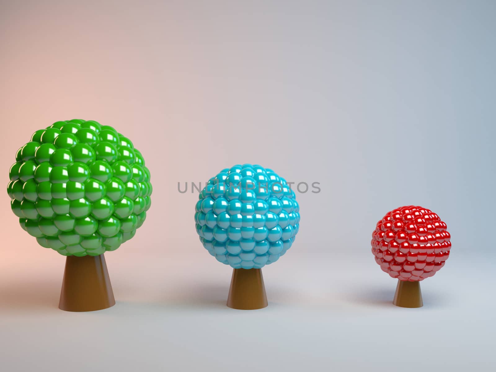 Abstract trees. Concept for business, social media, technology, network and web design. 3d illustration.