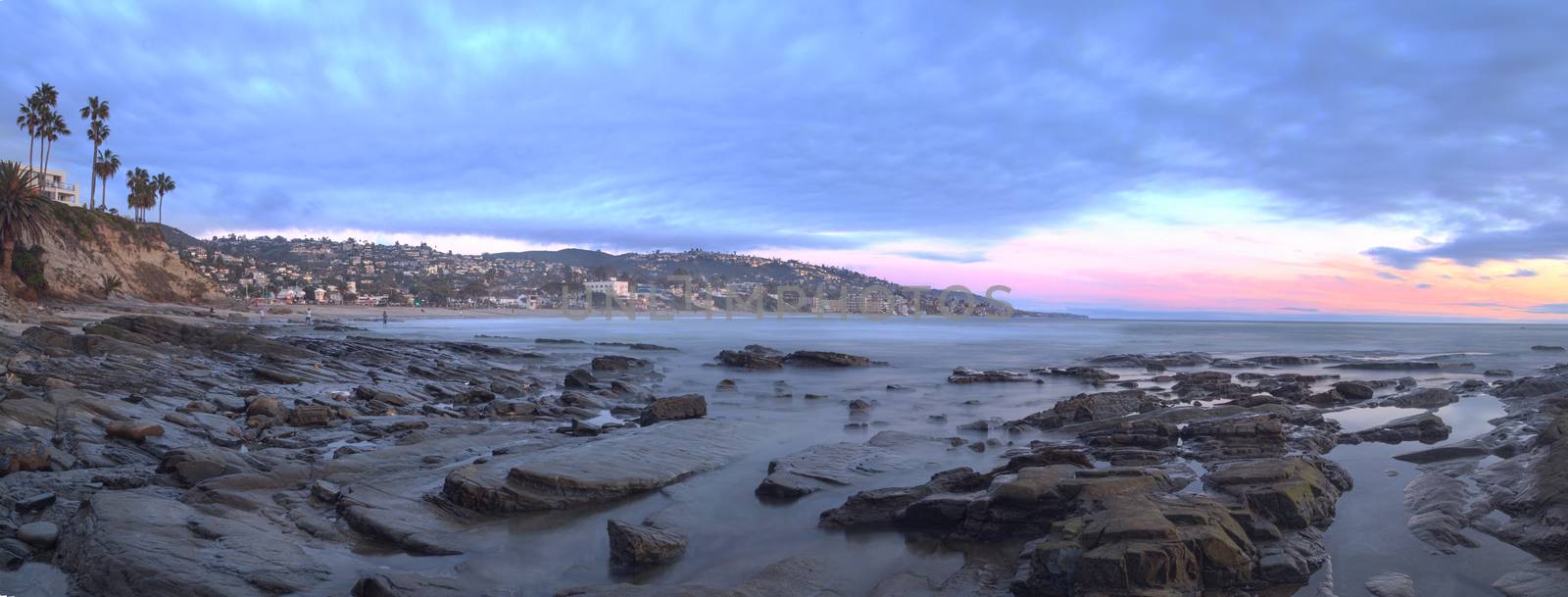 Panoramic sunset view of Main beach by steffstarr