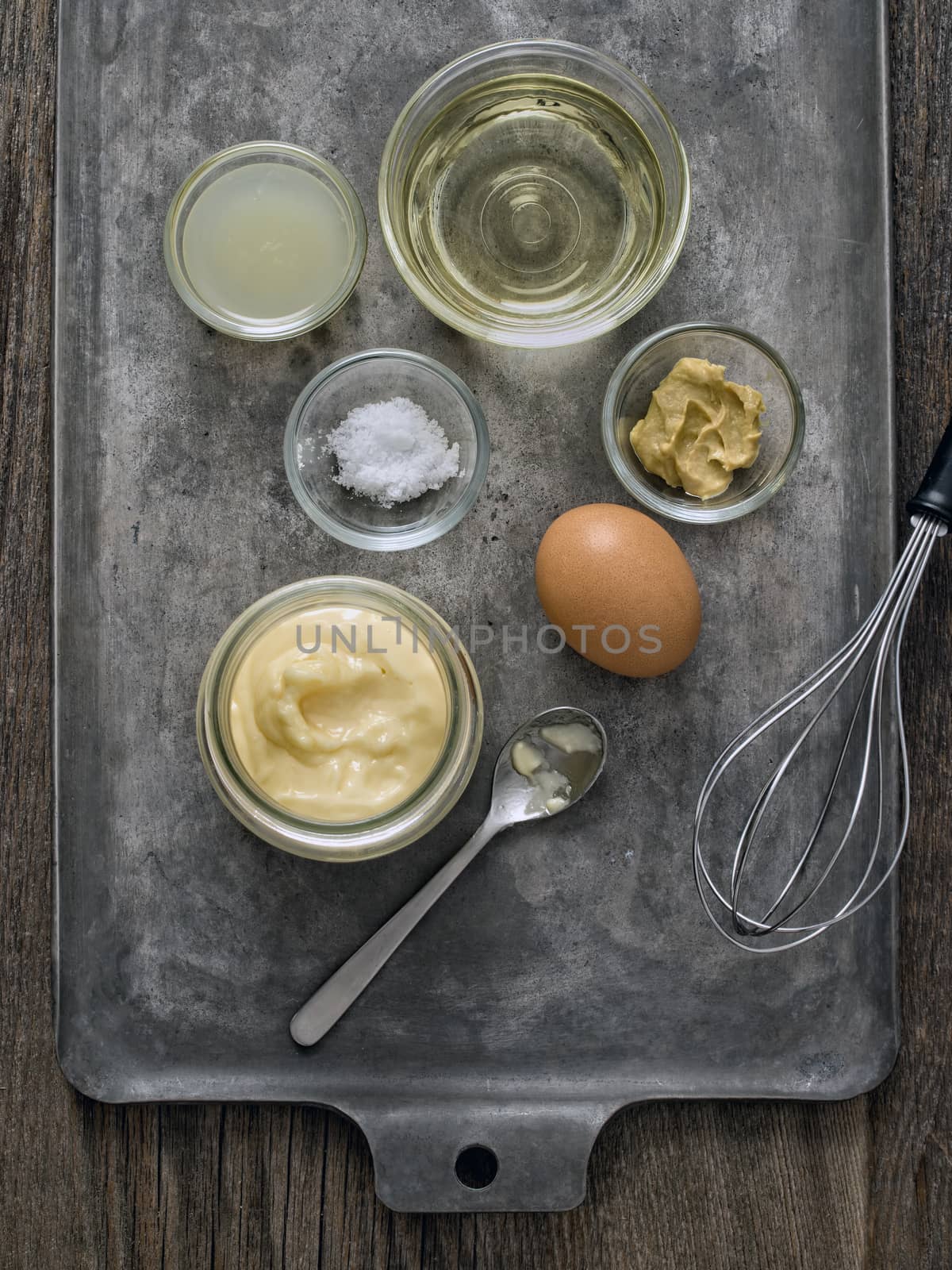 rustic homemade mayonnaise and ingredient by zkruger