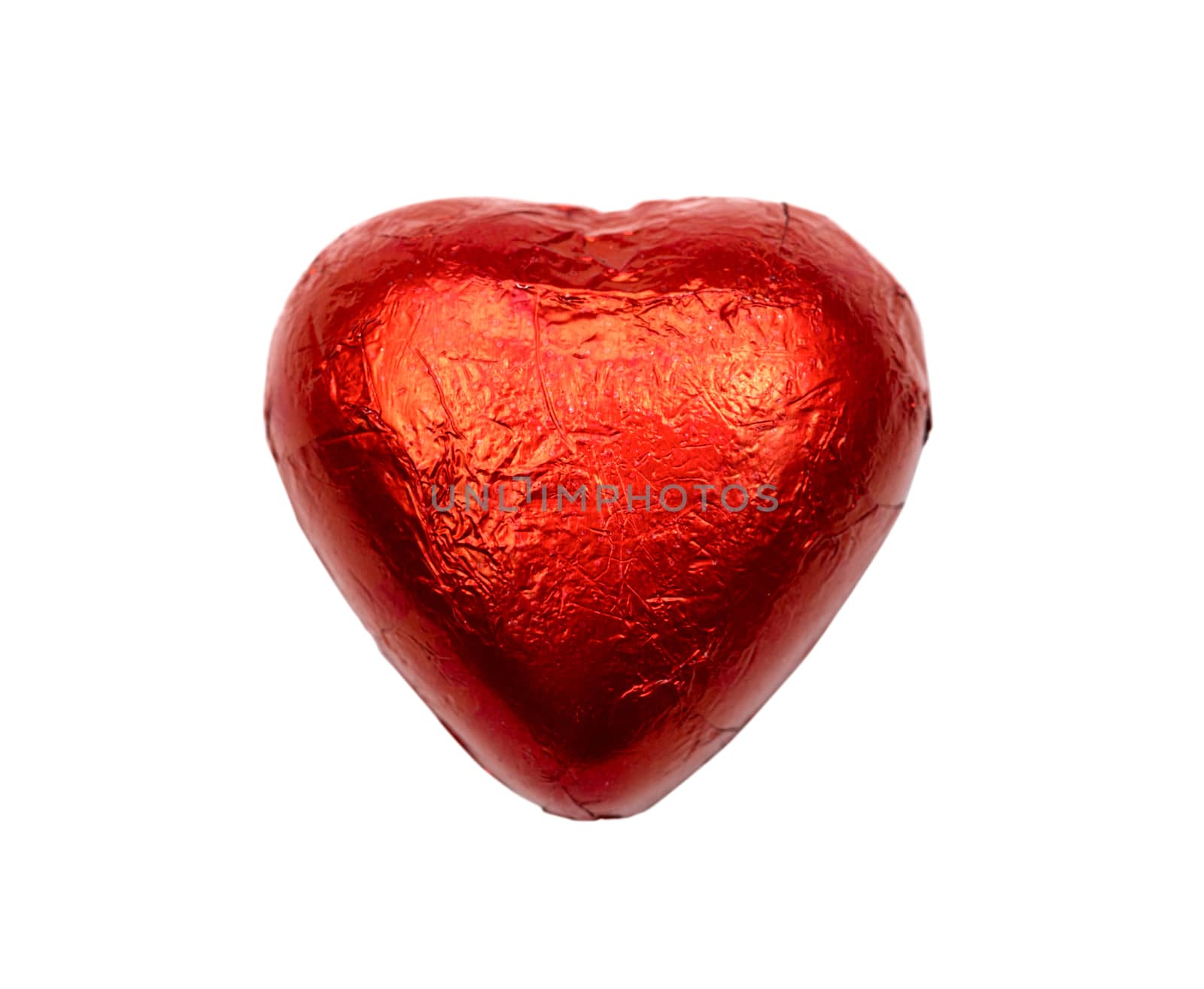 Red chocolate hearts isolated on white