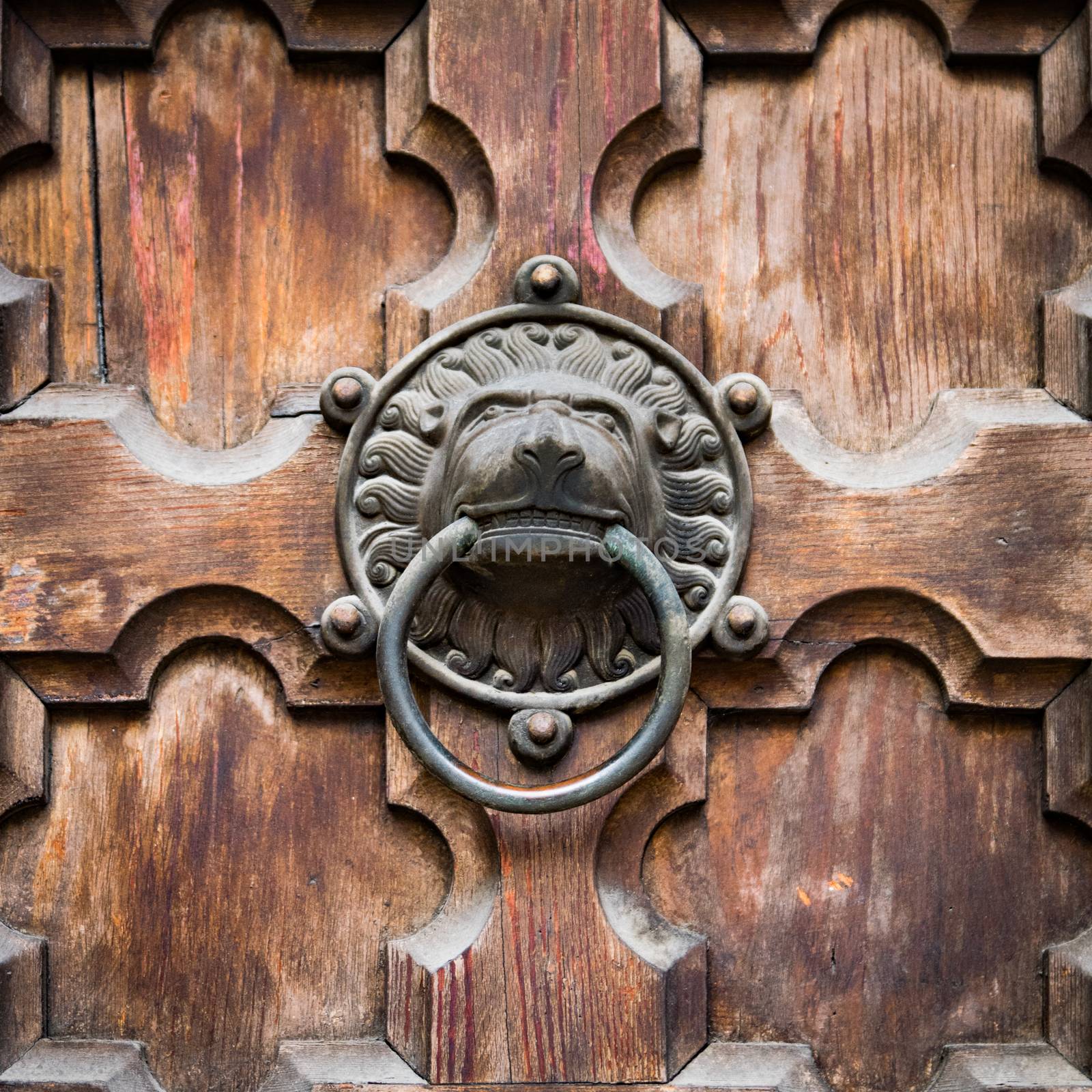 Antique door knocker shaped lion's head. by Isaac74