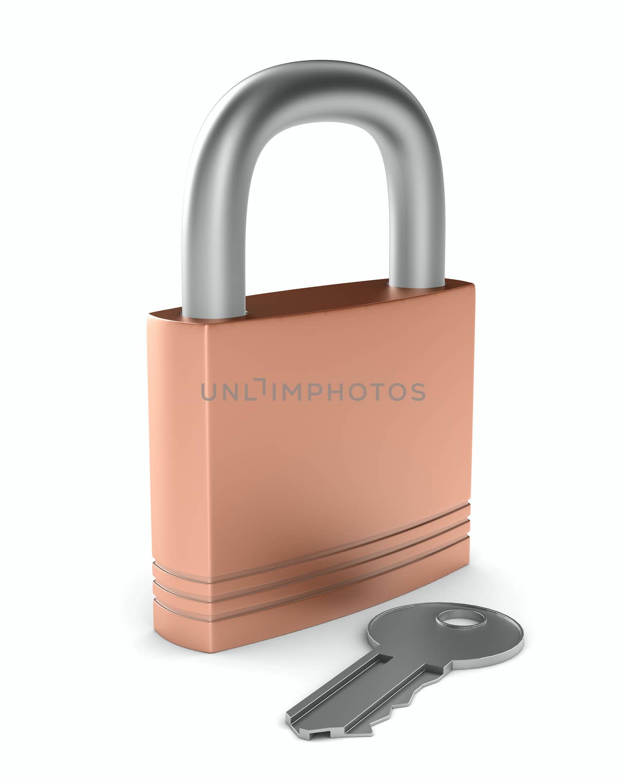 steel closed lock on white background. Isolated 3D image