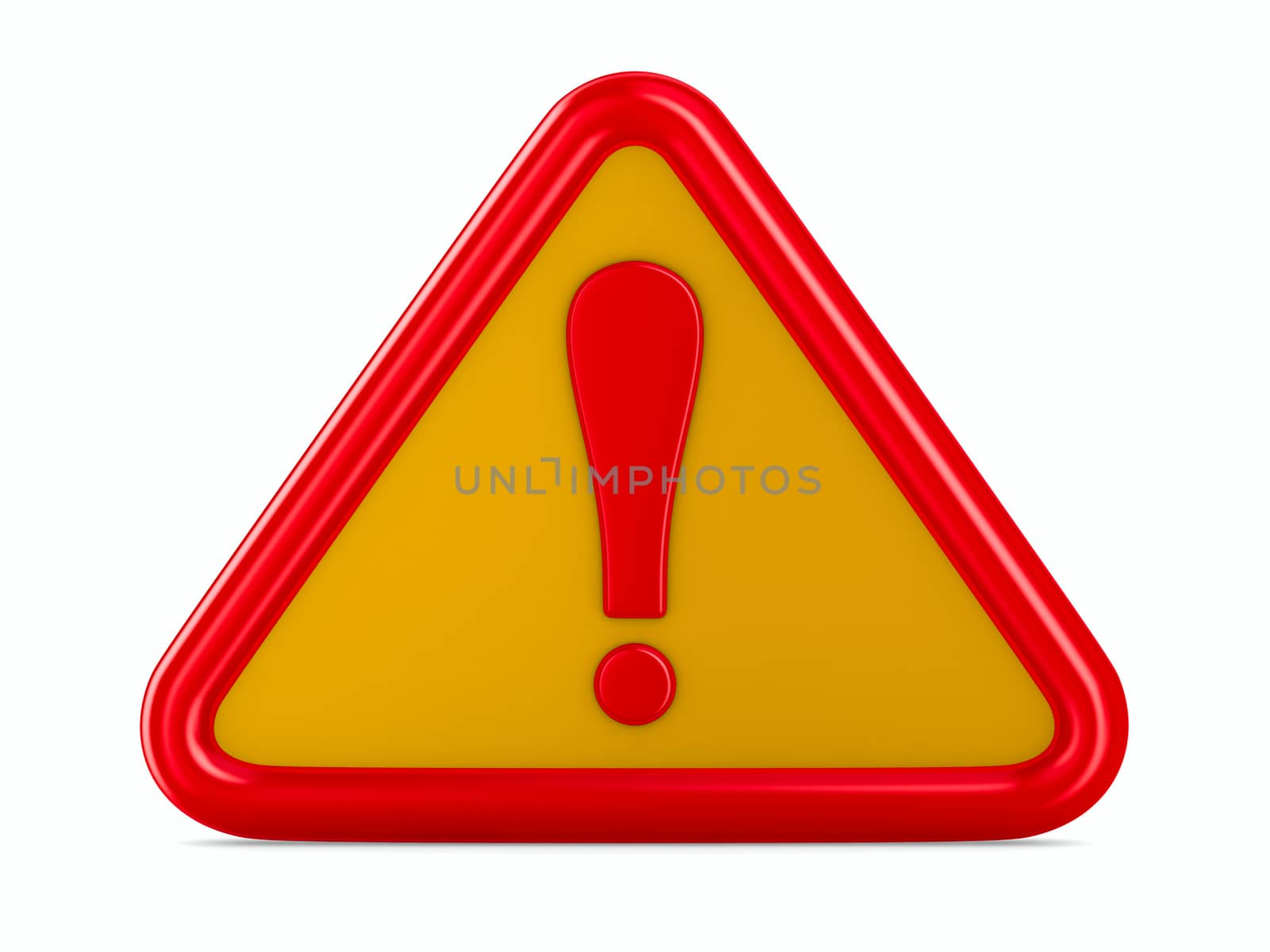 Attention. traffic sign on white background. Isolated 3D image