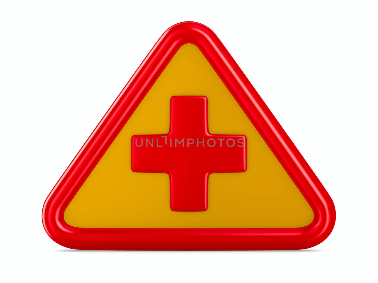 Symbol plus on white background. Isolated 3D image