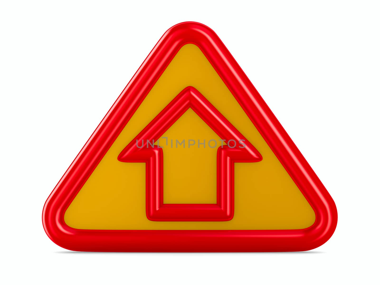 house traffic sign on white background. Isolated 3D image