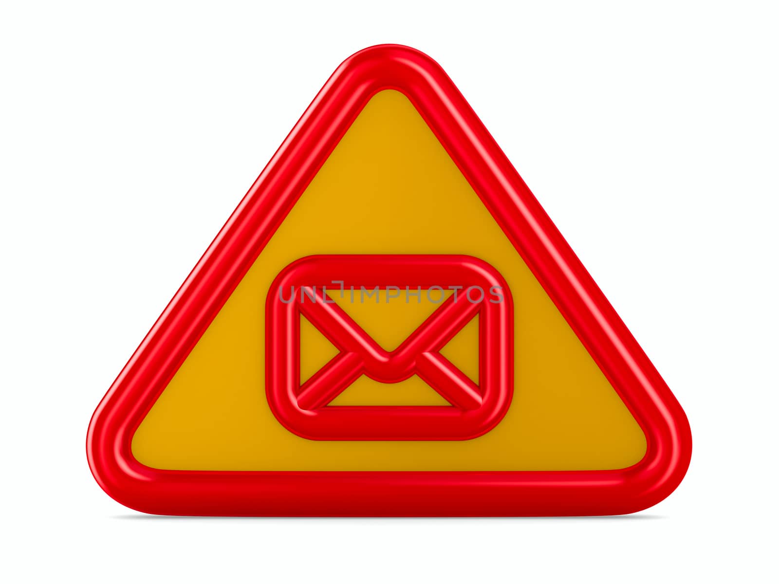 envelope traffic sign on white background. Isolated 3D image by ISerg