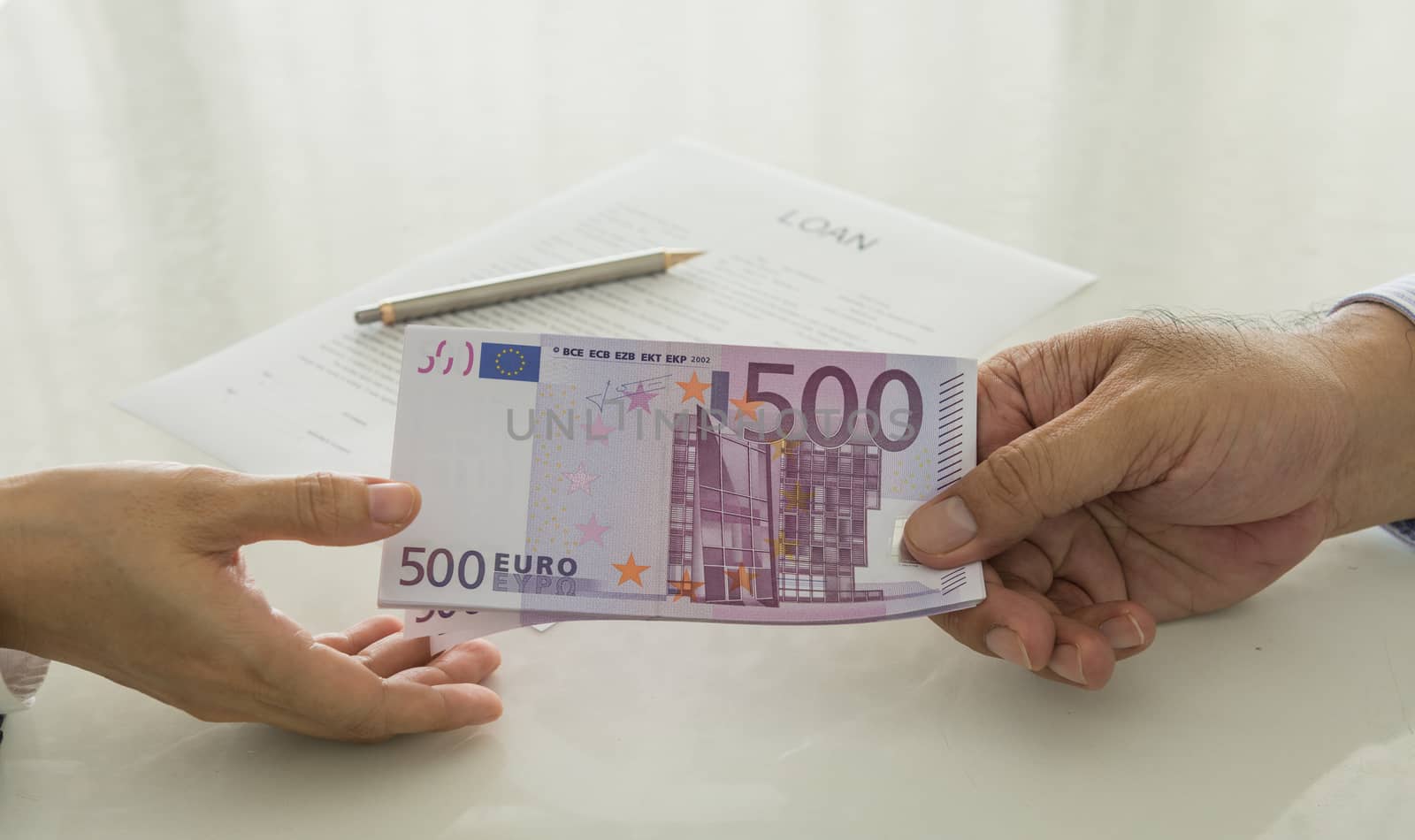 Business loan from a bank employee. finance concept