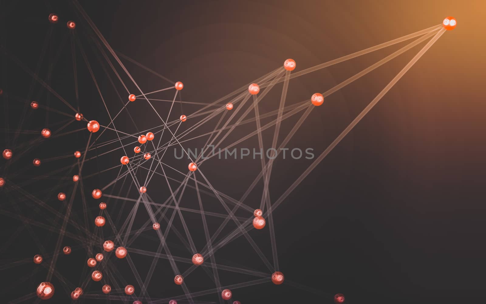 Abstract polygonal space low poly dark background with connecting dots and lines. Connection structure.