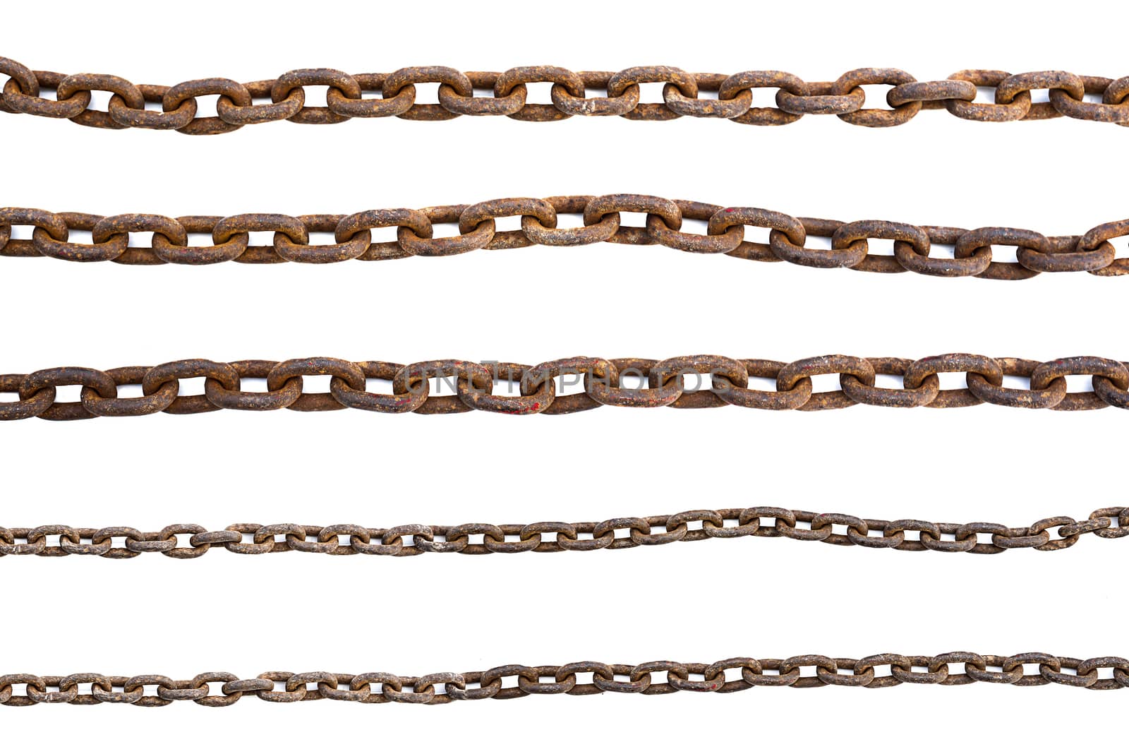 Rusty chains isolated on white background, old chains by anatskwong