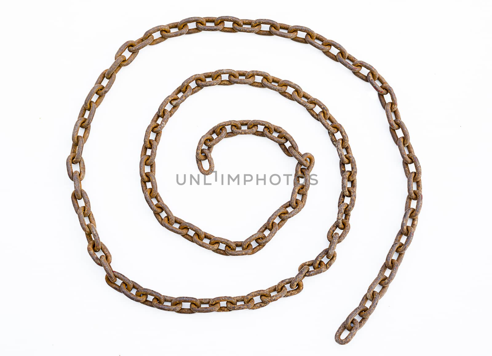 Rusty chains isolated on white background, old chains