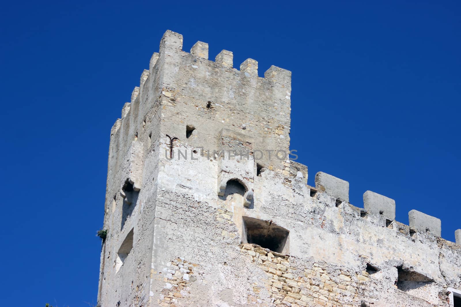 Castle Wall with Blue Sky Background in Roquebrune-Cap-Martin