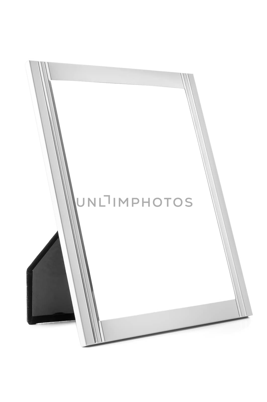 Aluminum decorativephoto frame isolated on white background with clipping path