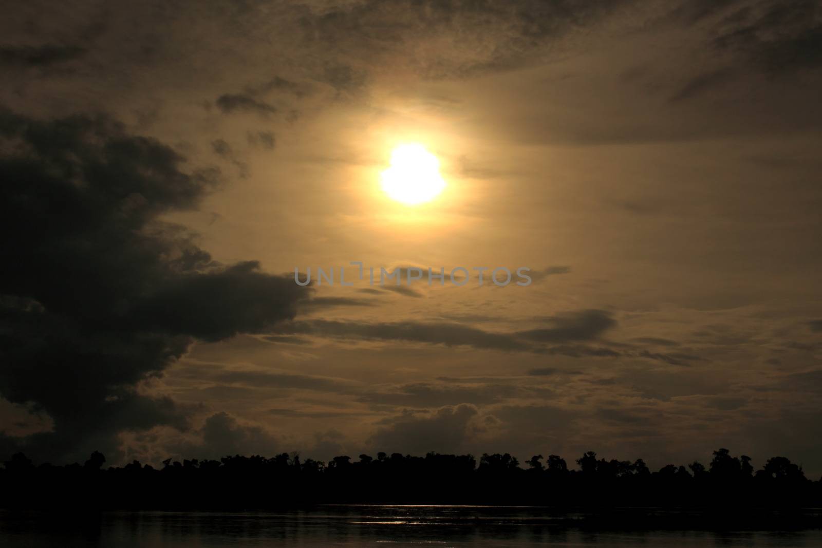 Sunset in Thailand and Laos border.