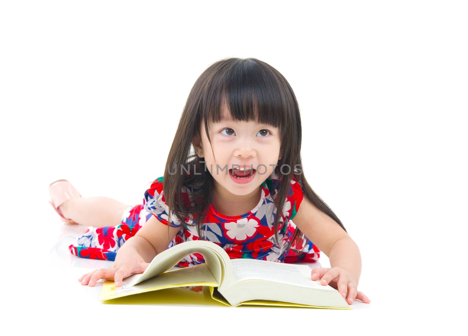 Asian girl reading a book