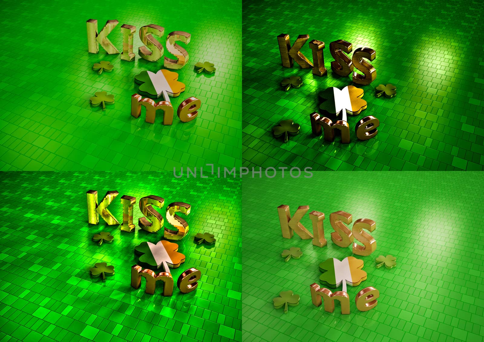 Set of pictures dimensional inscription of Happy St. Patrick's Day.
