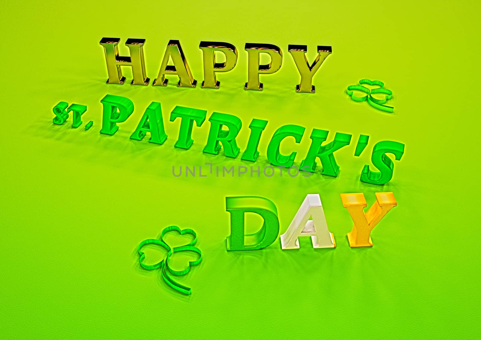 Happy St. Patrick's Day and clover on background.