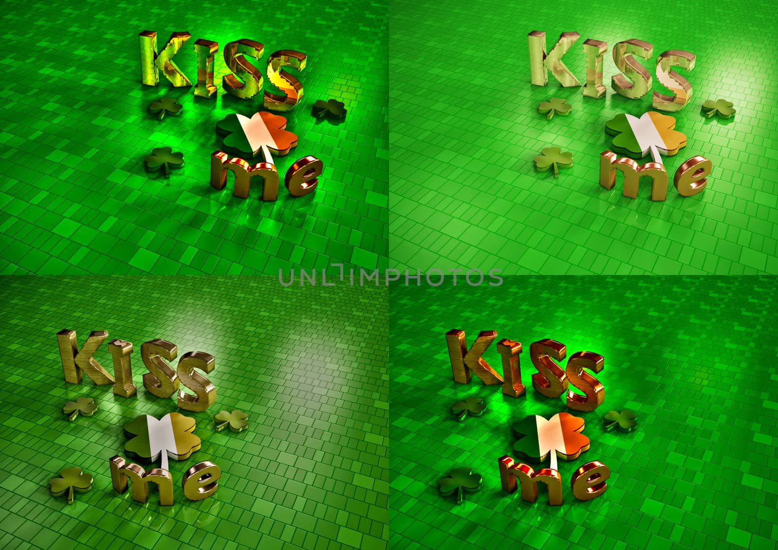 Set of pictures dimensional inscription of Happy St. Patrick's Day.