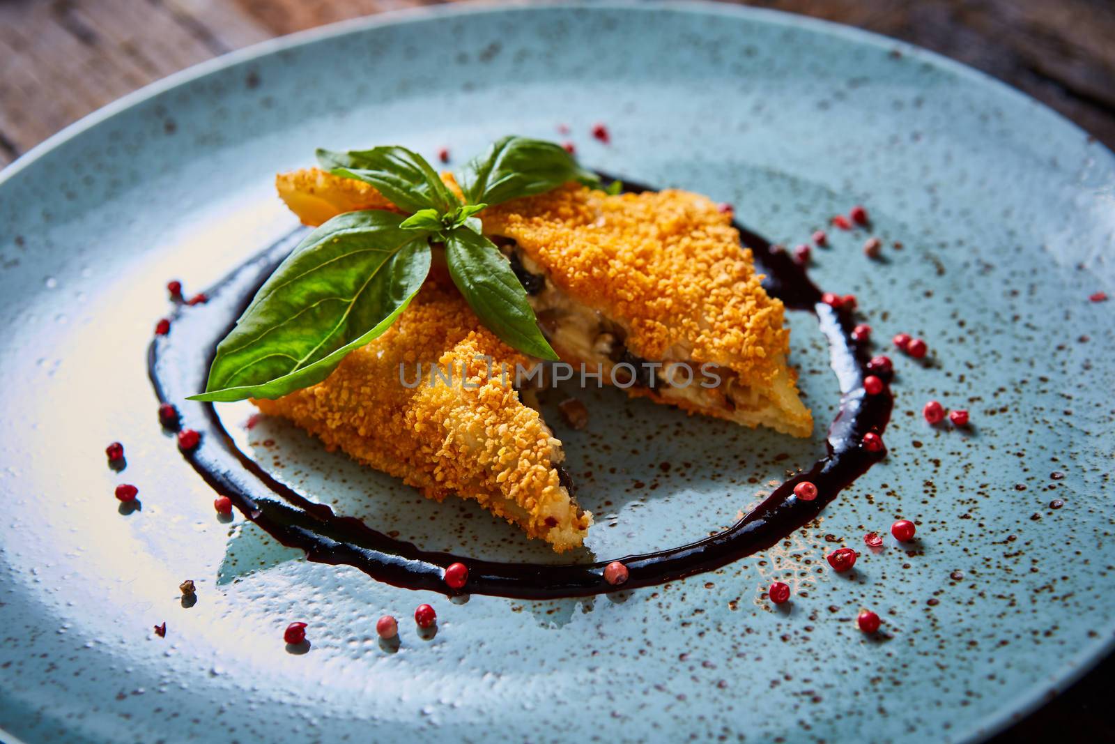 Krokiety - Polish style croquettes filled with beef served with basil