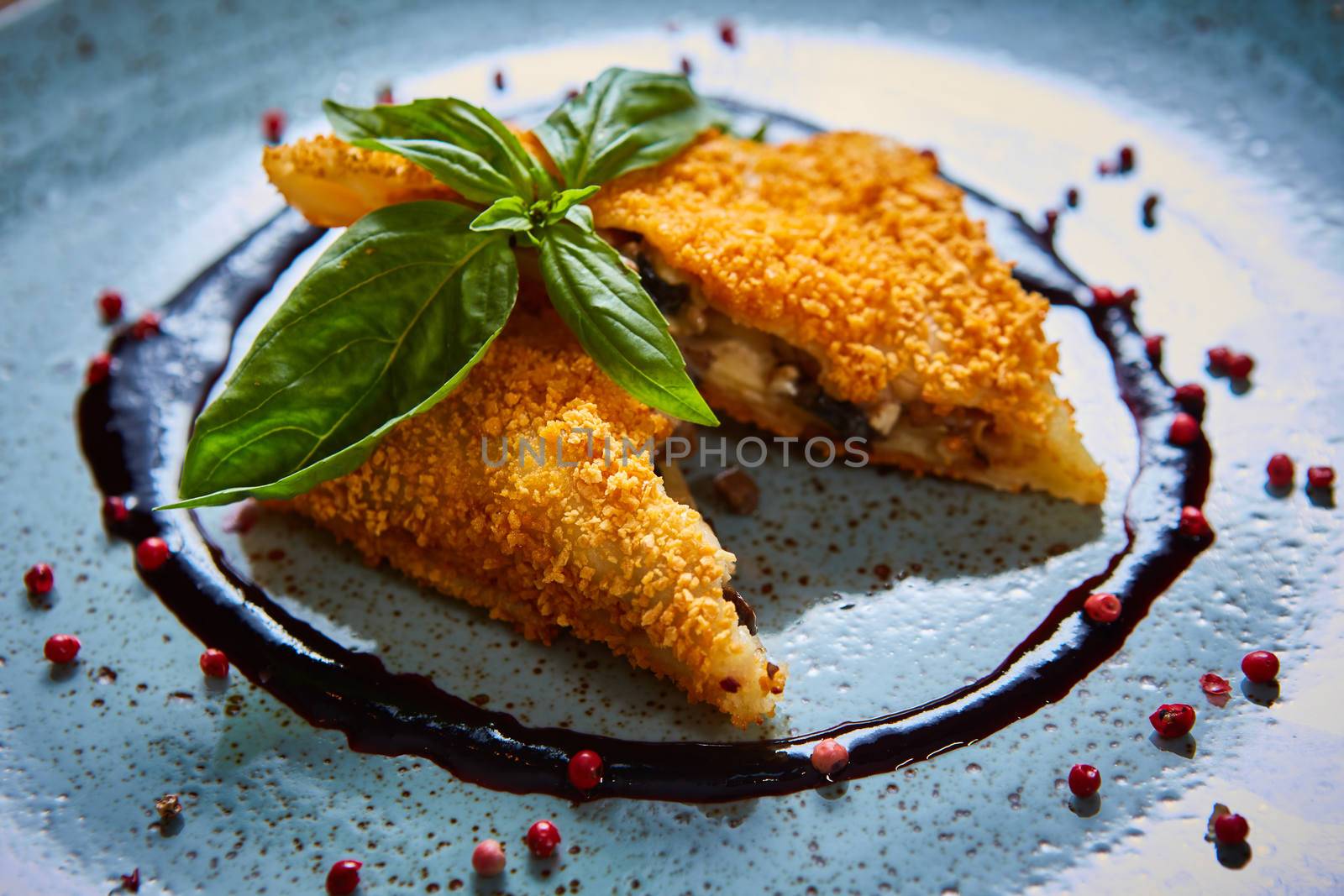 Krokiety - Polish style croquettes filled with beef served with basil