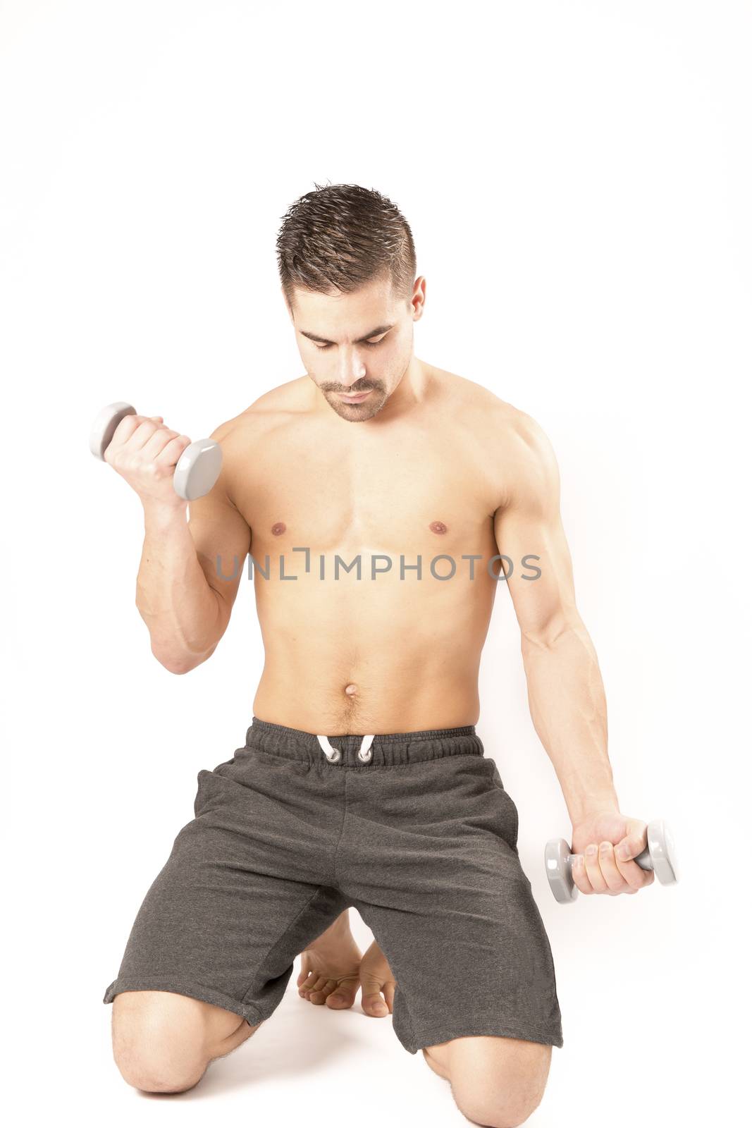 Fitness sport bodybuilder athlete gym man white background