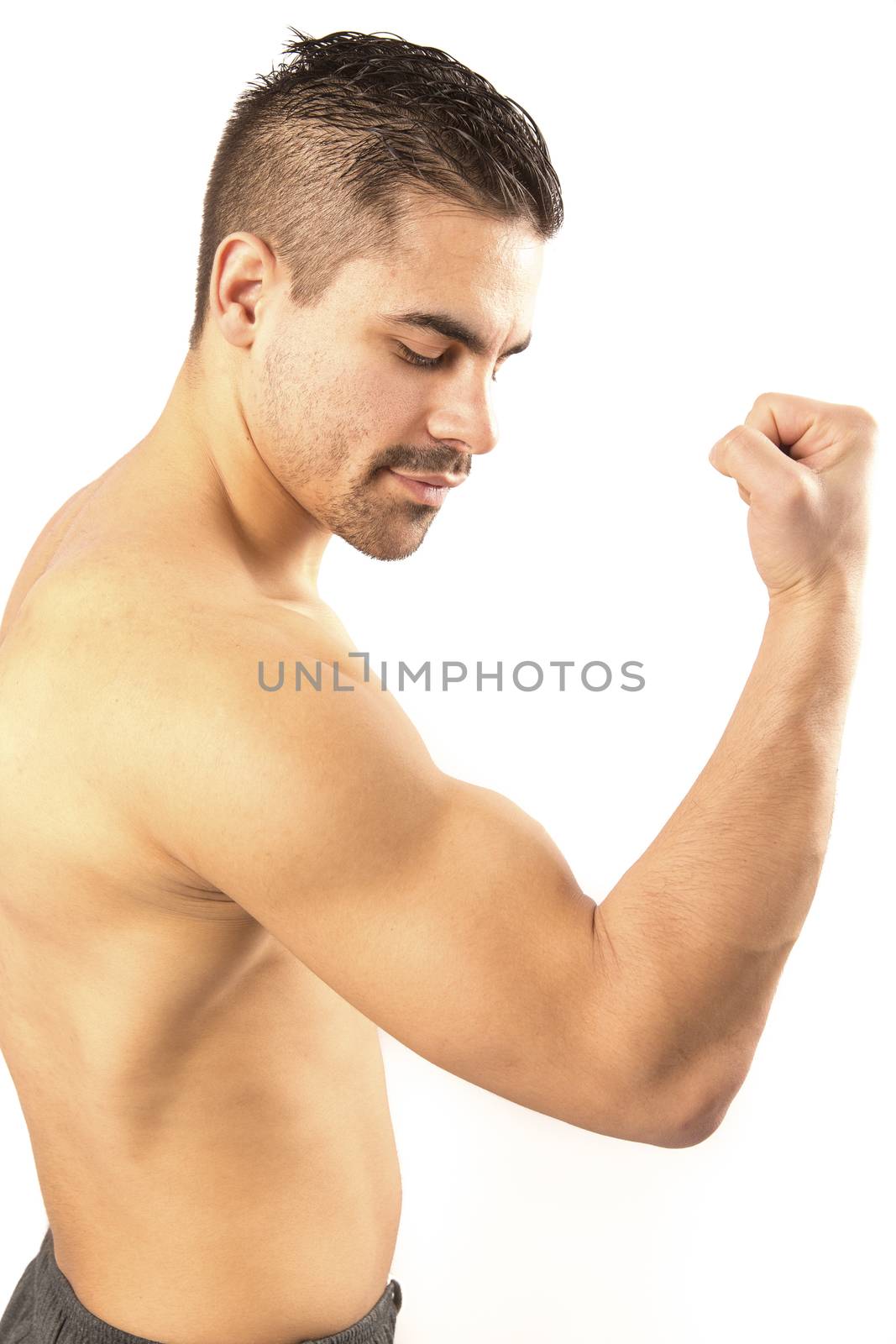 Fitness sport bodybuilder athlete gym man white background