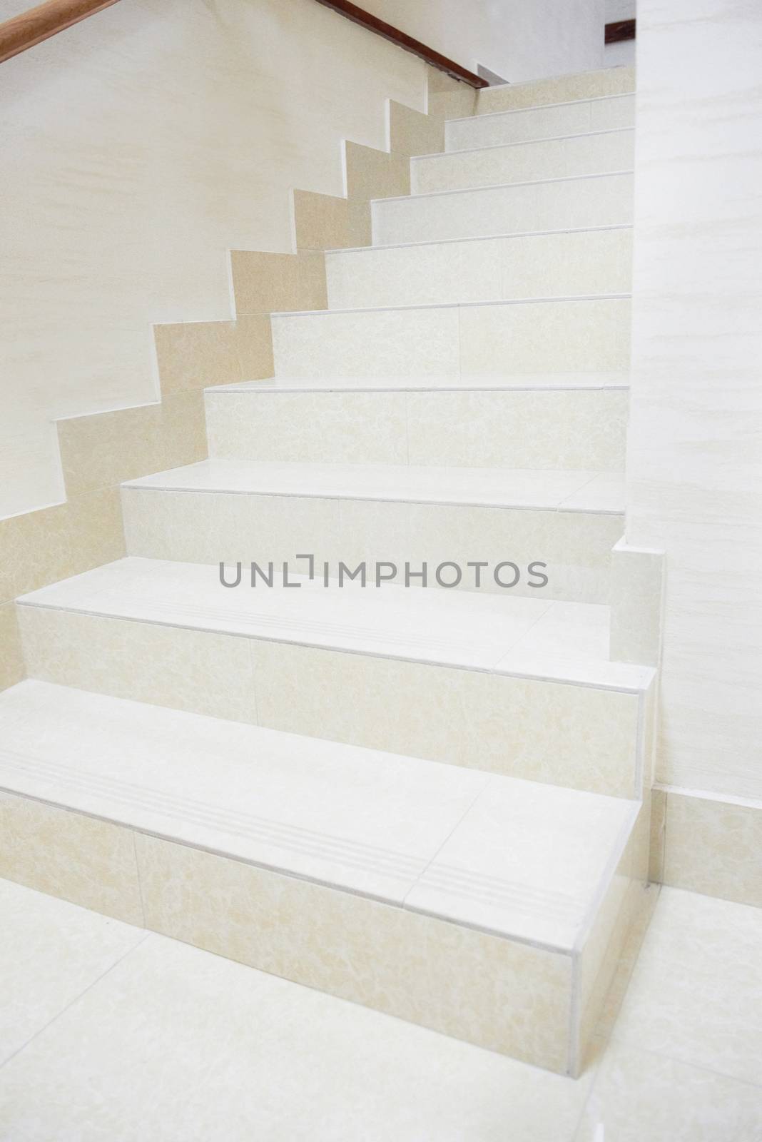 White marble staircase in the modern house