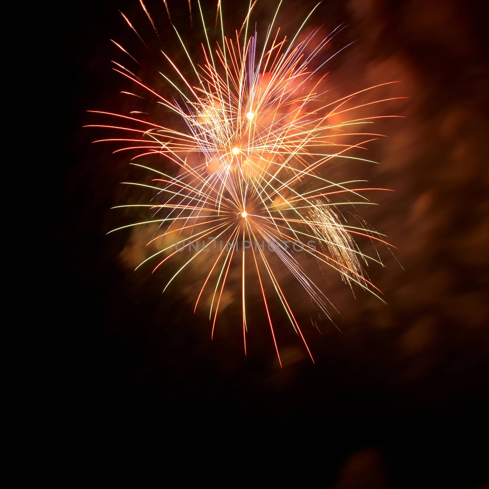 Fireworks, salute with the black sky background