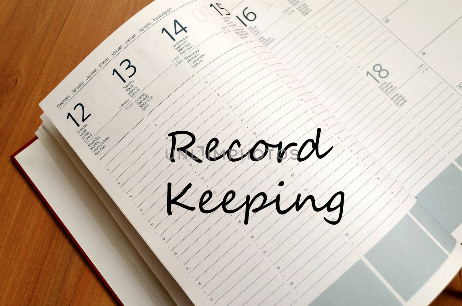 Record keeping text concept write on notebook