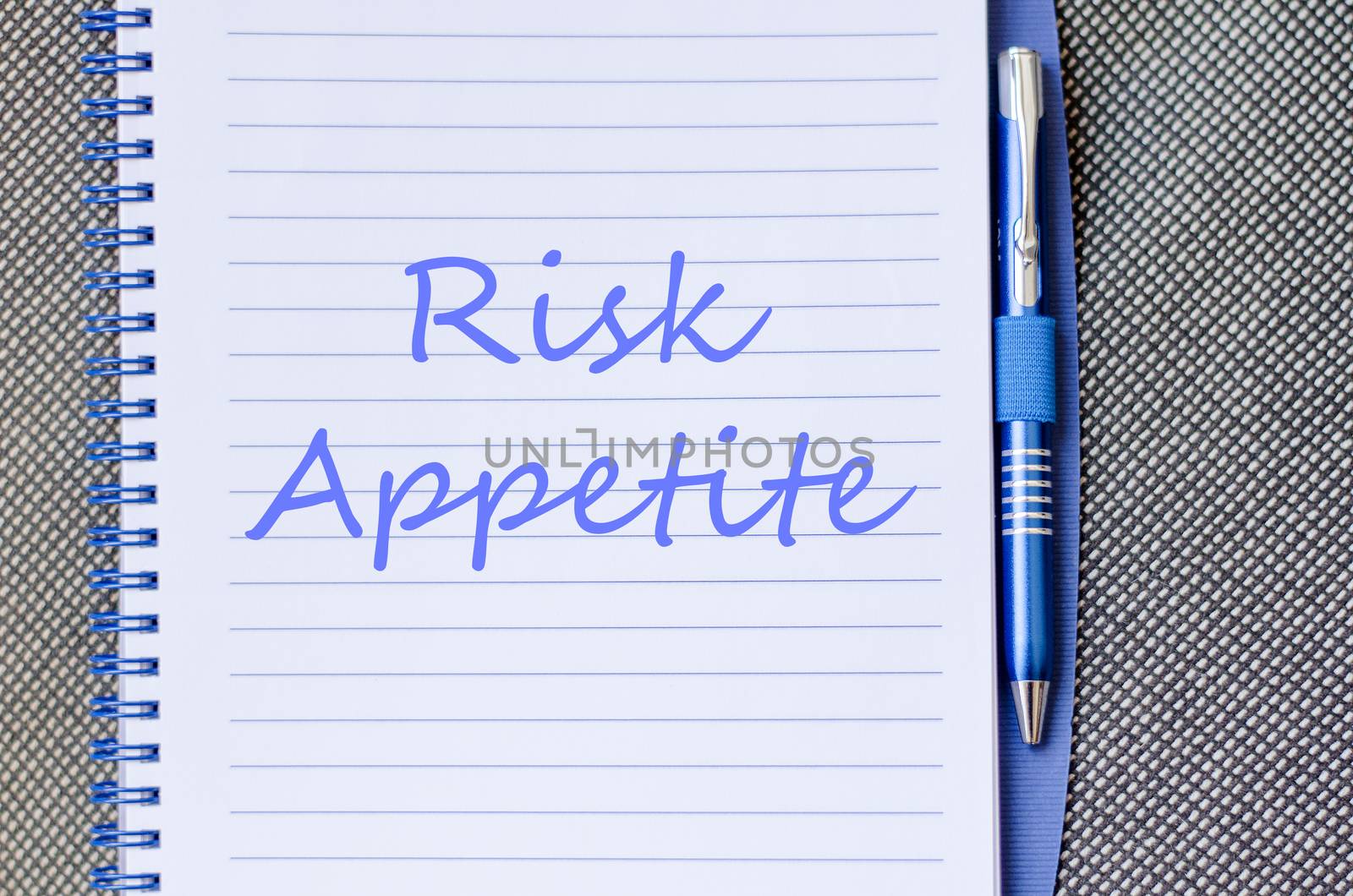 Risk appetite text concept write on notebook with pen