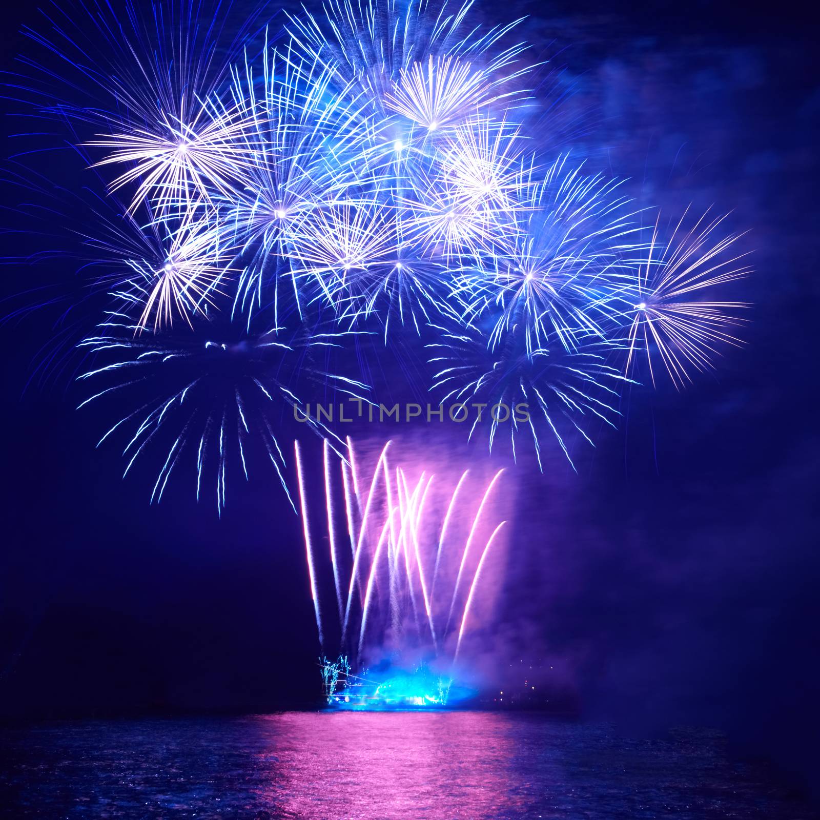 Blue colorful fireworks by vapi