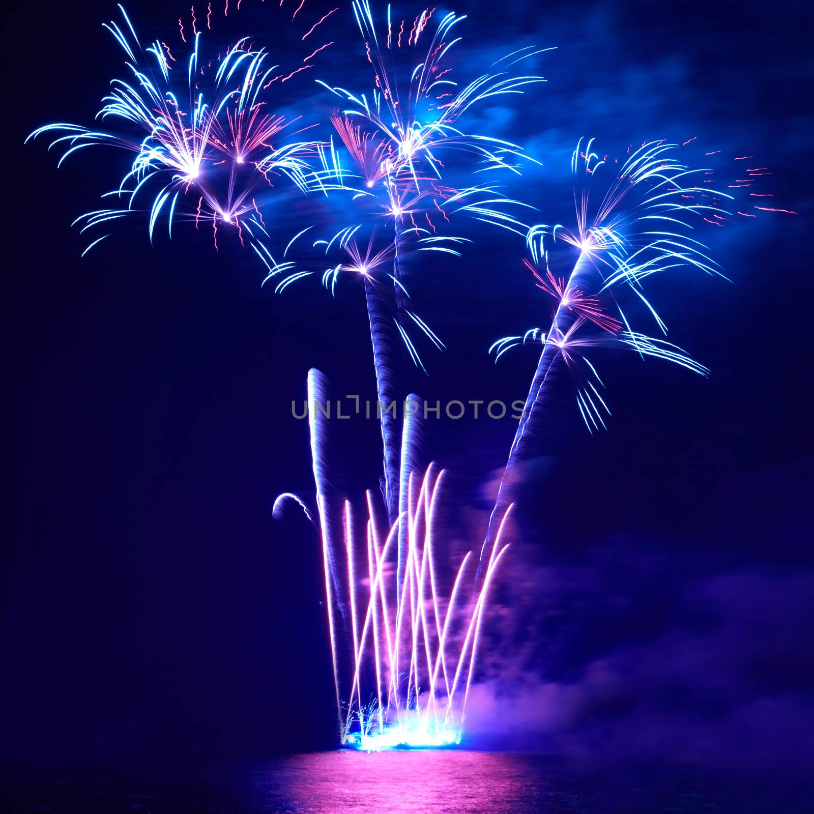 Blue colorful fireworks by vapi